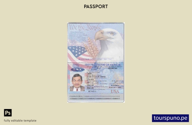 Plantilla de pasaporte de EE. UU. lista para imprimir